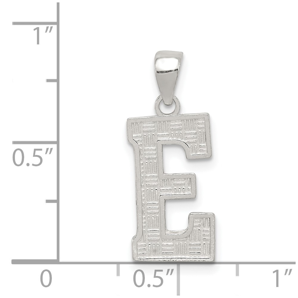Sterling Silver Rhodium-plated Letter E Initial Pendant (QC2762E)