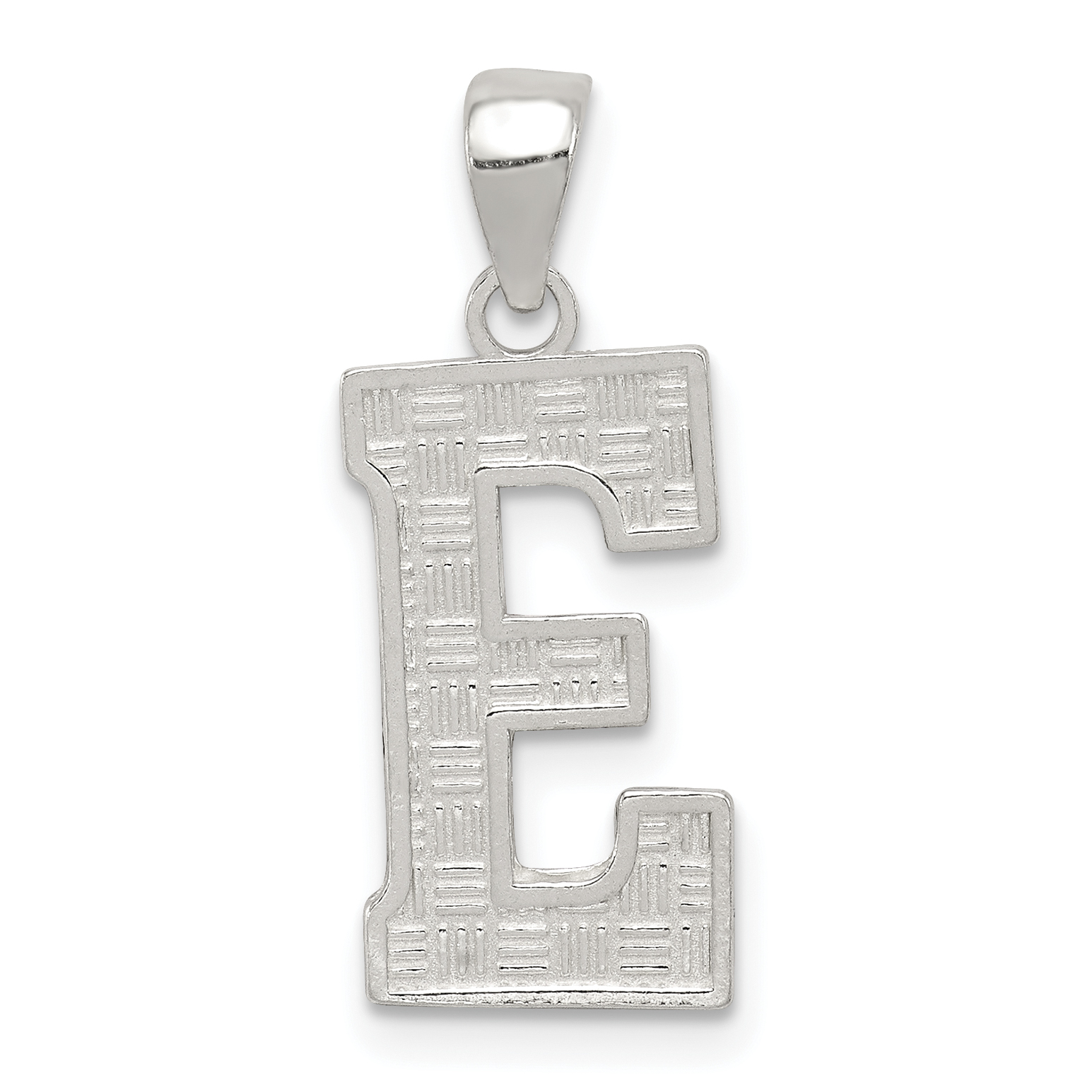 Sterling Silver Rhodium-plated Letter E Initial Pendant (QC2762E)