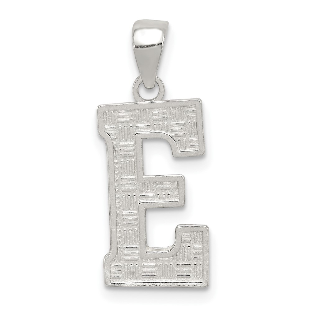 Sterling Silver Rhodium-plated Letter E Initial Pendant (QC2762E)