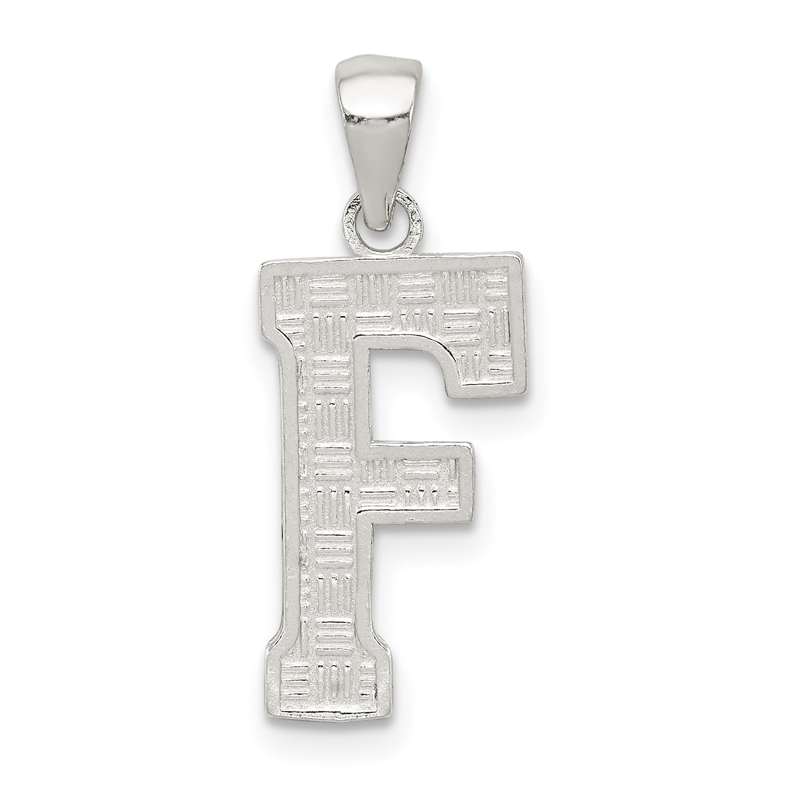 Sterling Silver Rhodium-plated Letter F Initial Pendant (QC2762F)