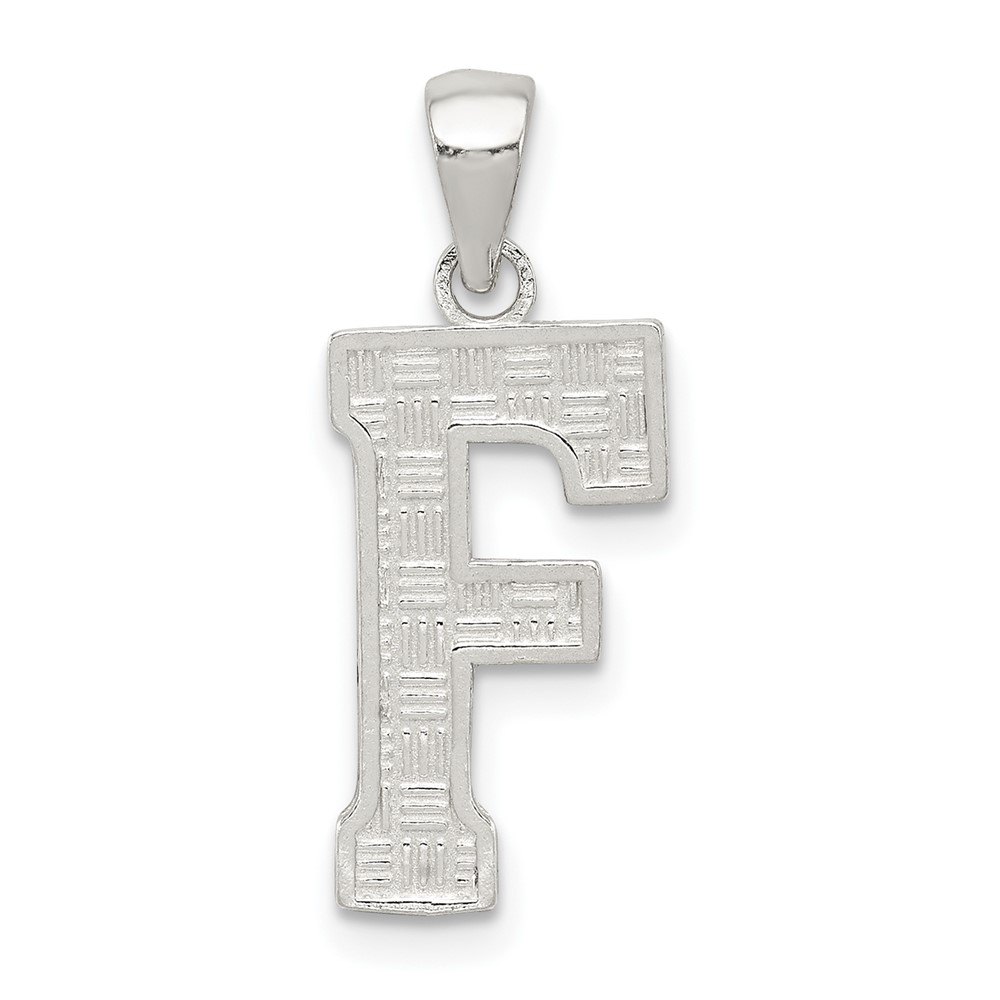 Sterling Silver Rhodium-plated Letter F Initial Pendant (QC2762F)