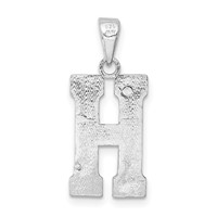 Sterling Silver Rhodium-plated Letter H Initial Pendant view 4