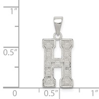 Sterling Silver Rhodium-plated Letter H Initial Pendant view 3