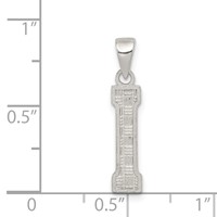 Sterling Silver Rhodium-plated Letter I Initial Pendant view 3