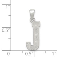 Sterling Silver Rhodium-plated Letter J Initial Pendant view 3