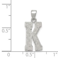 Sterling Silver Rhodium-plated Letter K Initial Pendant view 3