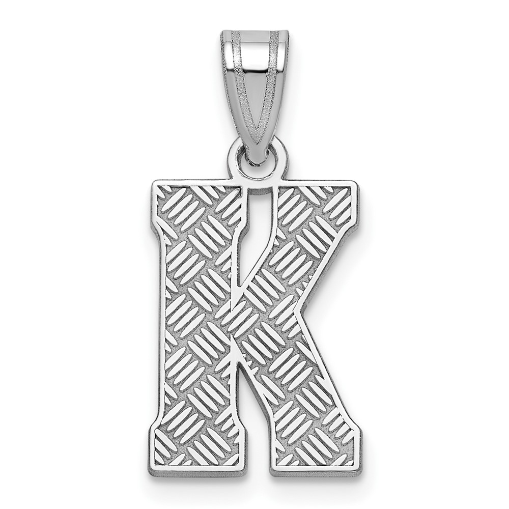 Sterling Silver Rhodium-plated Letter K Initial Pendant