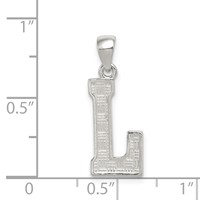 Sterling Silver Rhodium-plated Letter L Initial Pendant view 3