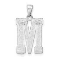 Sterling Silver Rhodium-plated Letter M Initial Pendant view 3