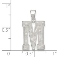 Sterling Silver Rhodium-plated Letter M Initial Pendant view 4