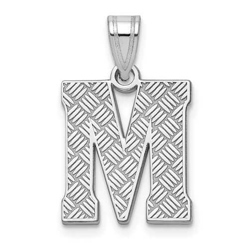 Sterling Silver Rhodium-plated Letter M Initial Pendant