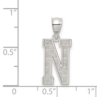 Sterling Silver Rhodium-plated Letter N Initial Pendant view 3