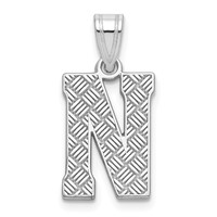 Sterling Silver Rhodium-plated Letter N Initial Pendant view 1