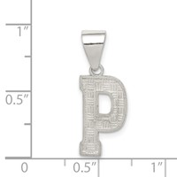 Sterling Silver Rhodium-plated Letter P Initial Pendant view 3