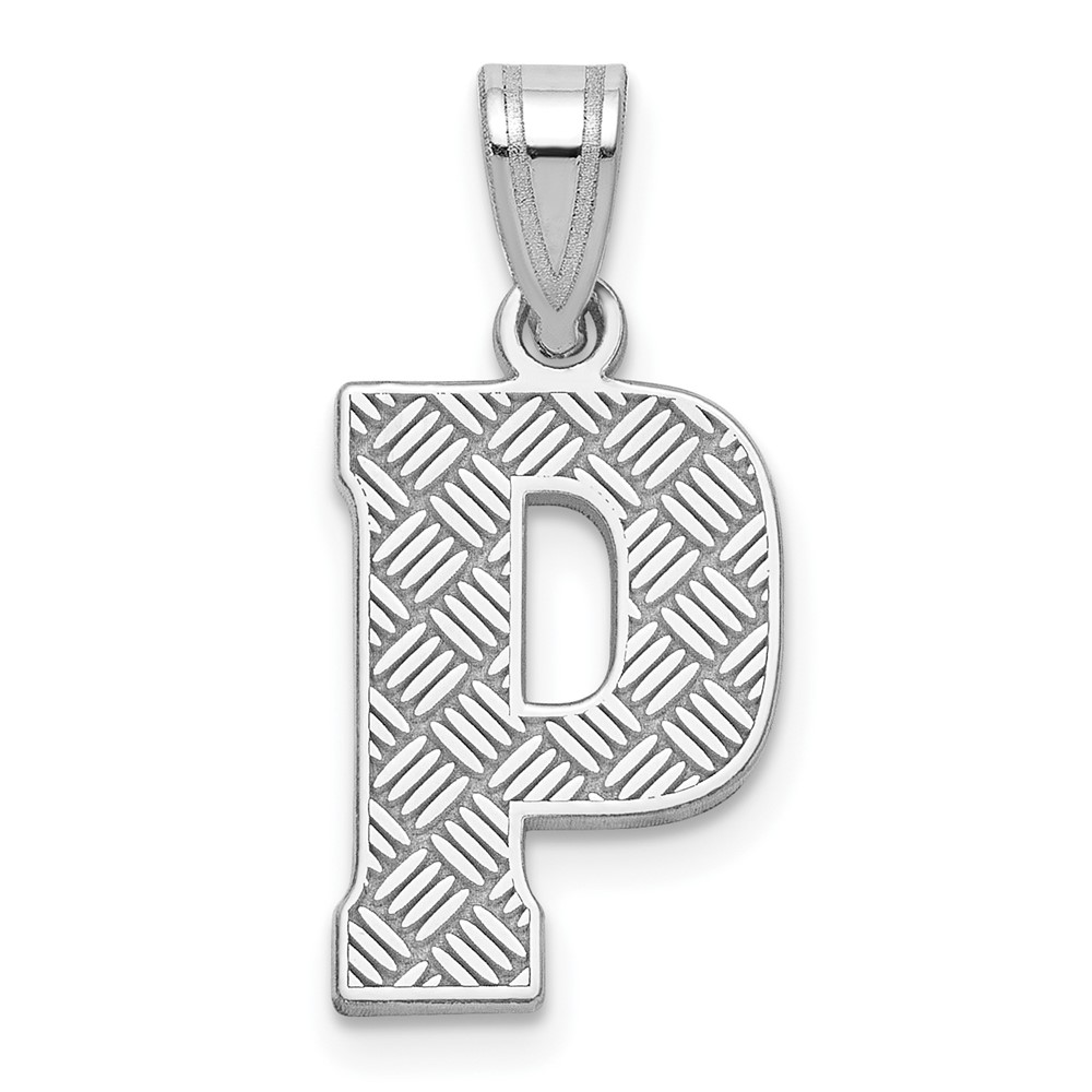 Sterling Silver Rhodium-plated Letter P Initial Pendant