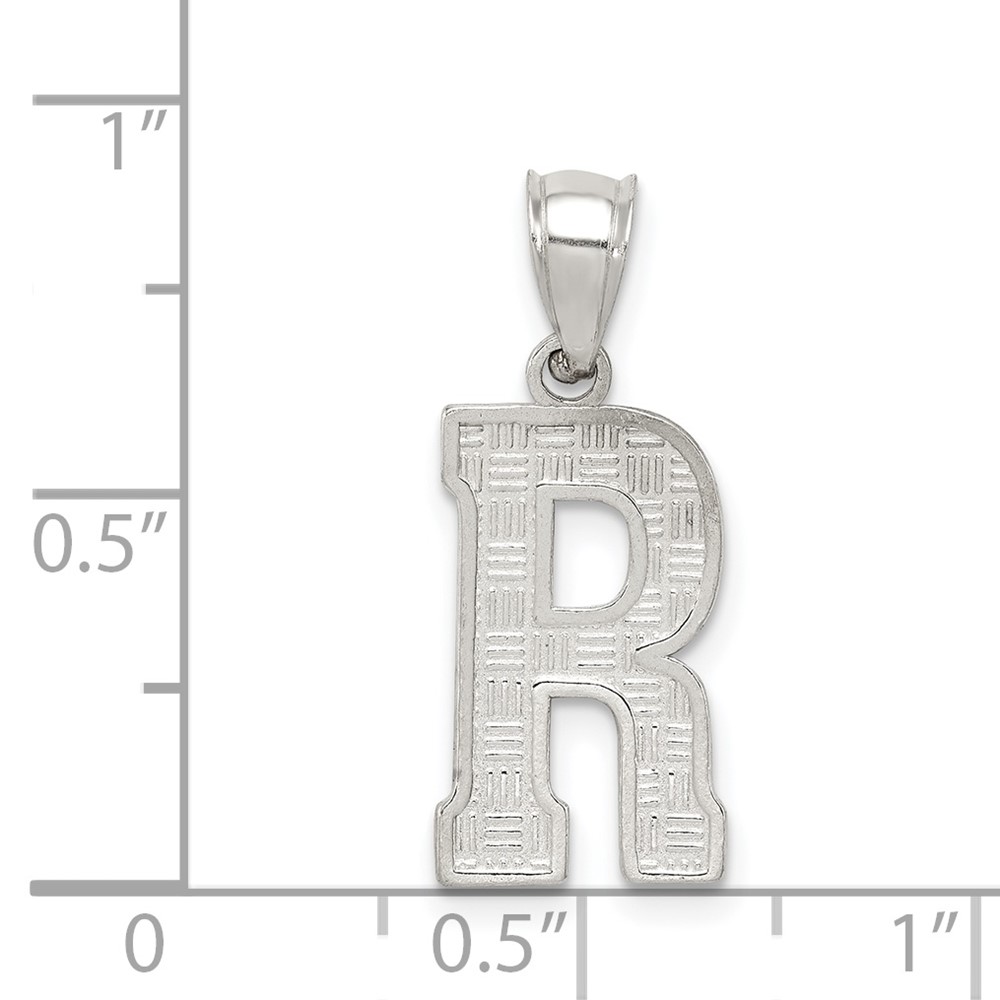 Sterling Silver Rhodium-plated Letter R Initial Pendant (QC2762R)