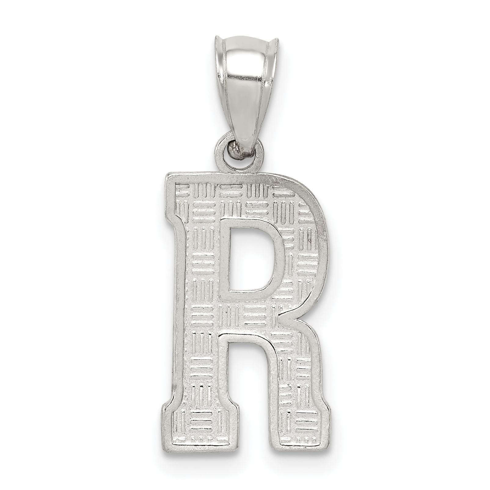 Sterling Silver Rhodium-plated Letter R Initial Pendant (QC2762R)