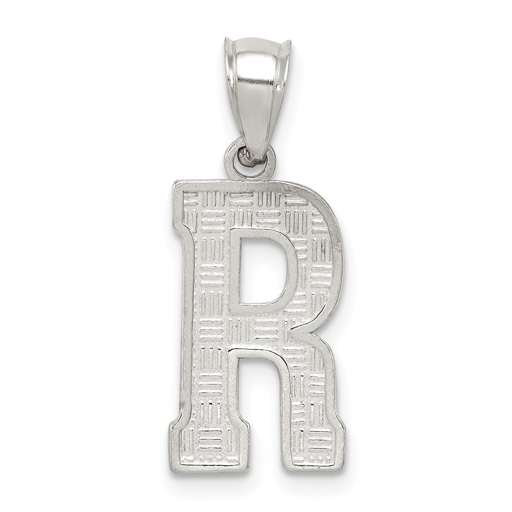 Sterling Silver Rhodium-plated Letter R Initial Pendant (QC2762R)