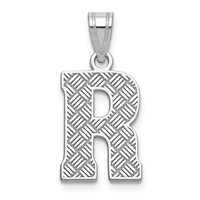 Sterling Silver Rhodium-plated Letter R Initial Pendant view 1