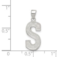 Sterling Silver Rhodium-plated Letter S Initial Pendant view 3
