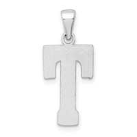 Sterling Silver Rhodium-plated Letter T Initial Pendant view 4