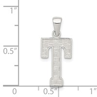 Sterling Silver Rhodium-plated Letter T Initial Pendant view 3