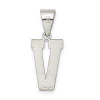 Sterling Silver Rhodium-plated Letter V Initial Pendant view 3
