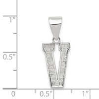 Sterling Silver Rhodium-plated Letter V Initial Pendant view 4