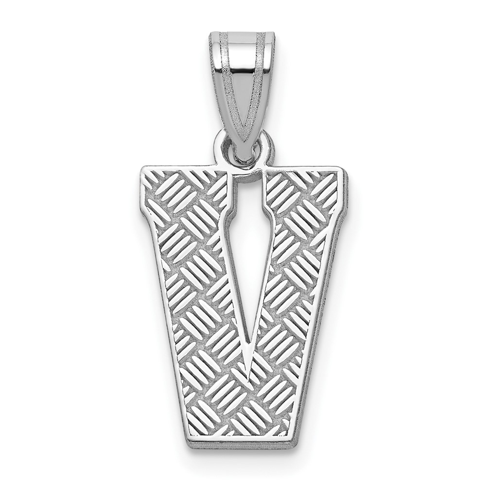 Sterling Silver Rhodium-plated Letter V Initial Pendant