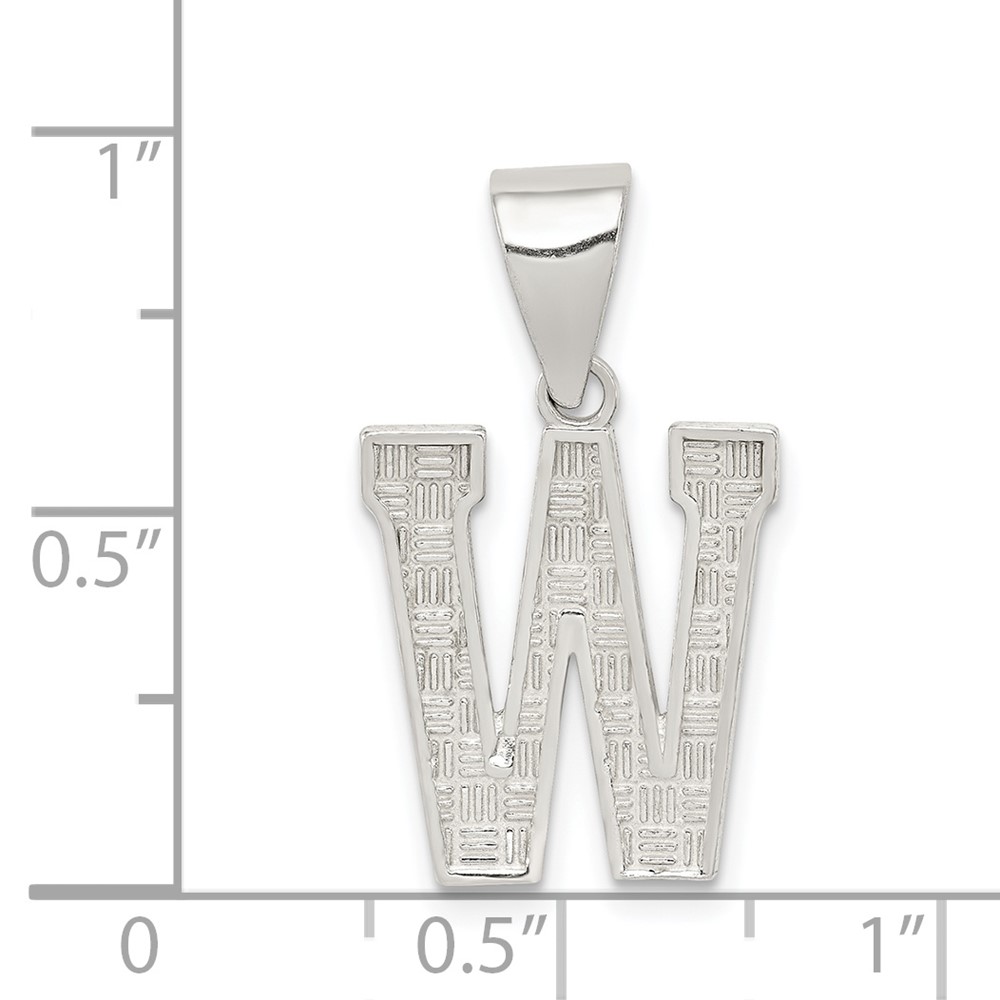 Sterling Silver Rhodium-plated Letter W Initial Pendant (QC2762W)