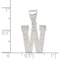 Sterling Silver Rhodium-plated Letter W Initial Pendant view 3