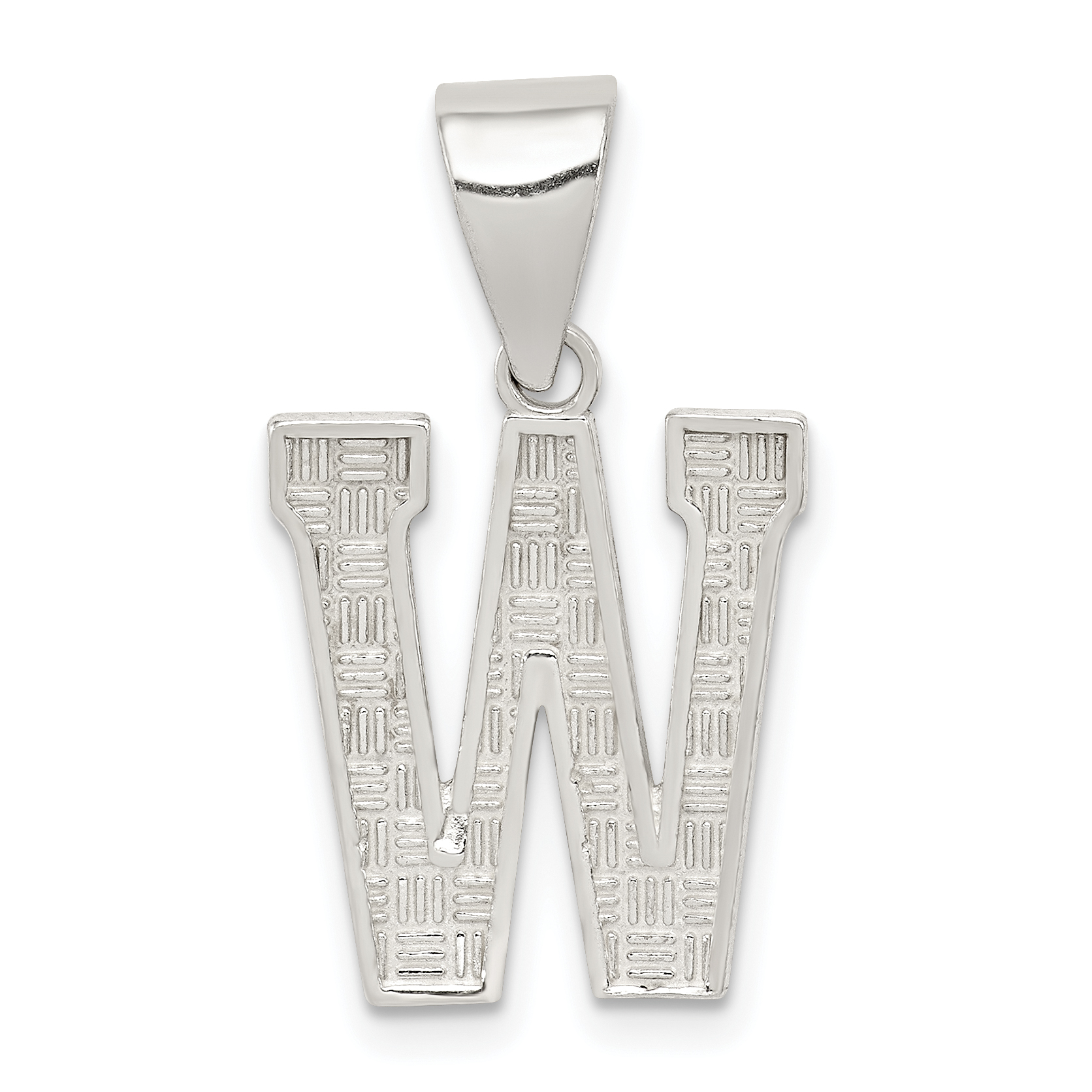Sterling Silver Rhodium-plated Letter W Initial Pendant (QC2762W)