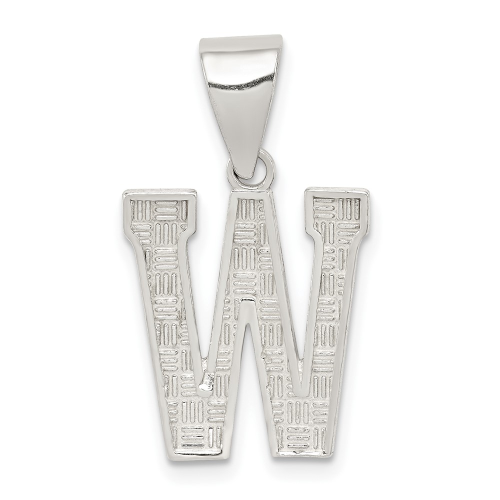 Sterling Silver Rhodium-plated Letter W Initial Pendant (QC2762W)