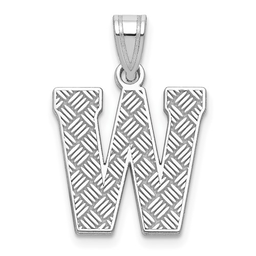 Sterling Silver Rhodium-plated Letter W Initial Pendant