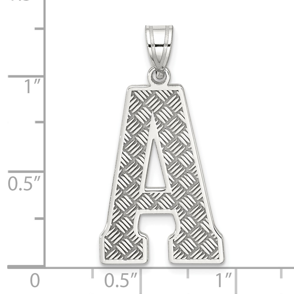 Sterling Silver Rhodium-plated Letter A Initial Pendant (QC2766A)