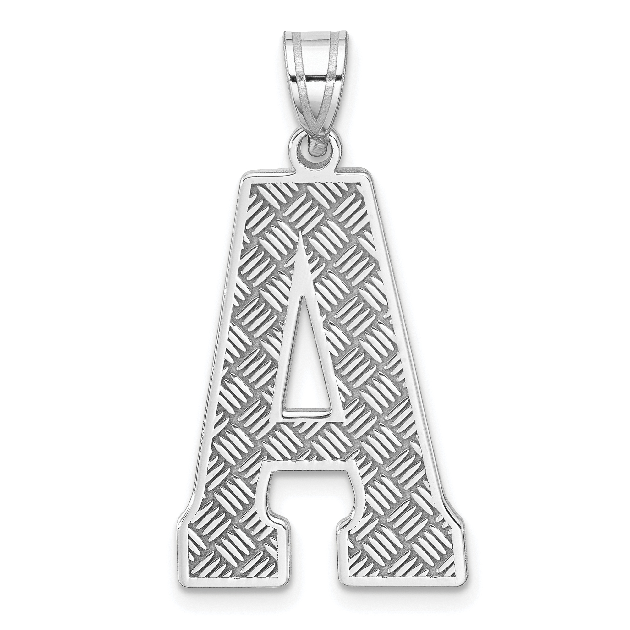 Sterling Silver Rhodium-plated Letter A Initial Pendant (QC2766A)