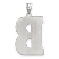 Sterling Silver Rhodium-plated Letter B Initial Pendant view 4