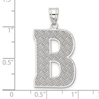Sterling Silver Rhodium-plated Letter B Initial Pendant view 3