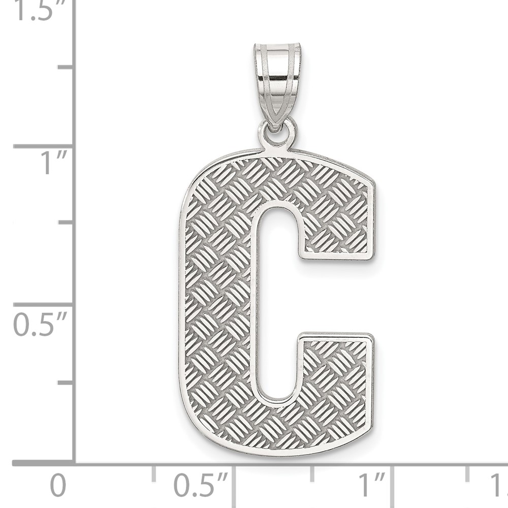 Sterling Silver Rhodium-plated Letter C Initial Pendant (QC2766C)