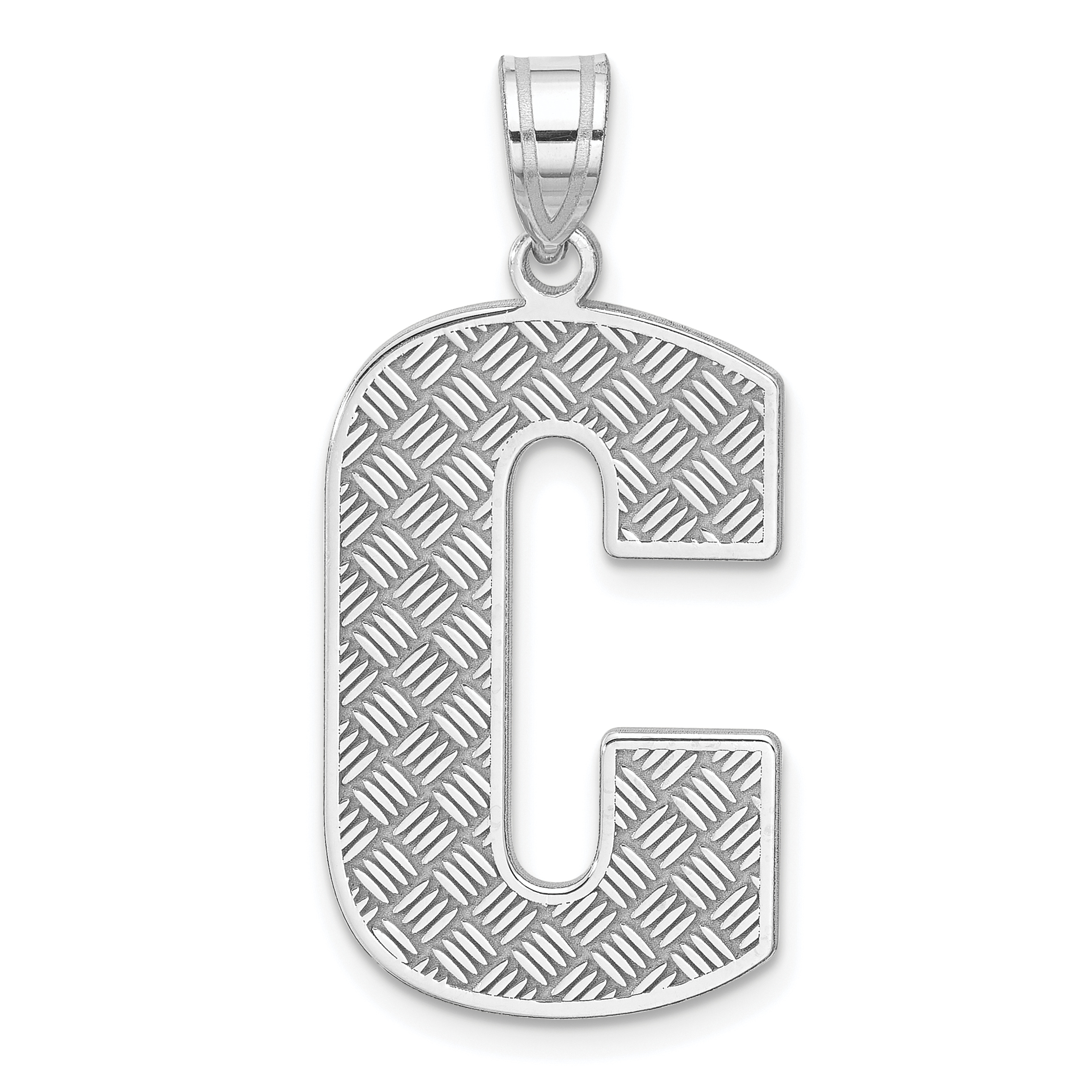 Sterling Silver Rhodium-plated Letter C Initial Pendant (QC2766C)