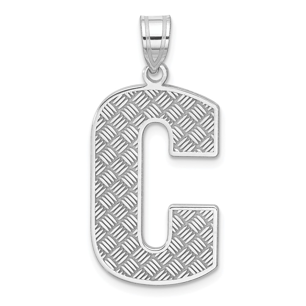 Sterling Silver Rhodium-plated Letter C Initial Pendant (QC2766C)