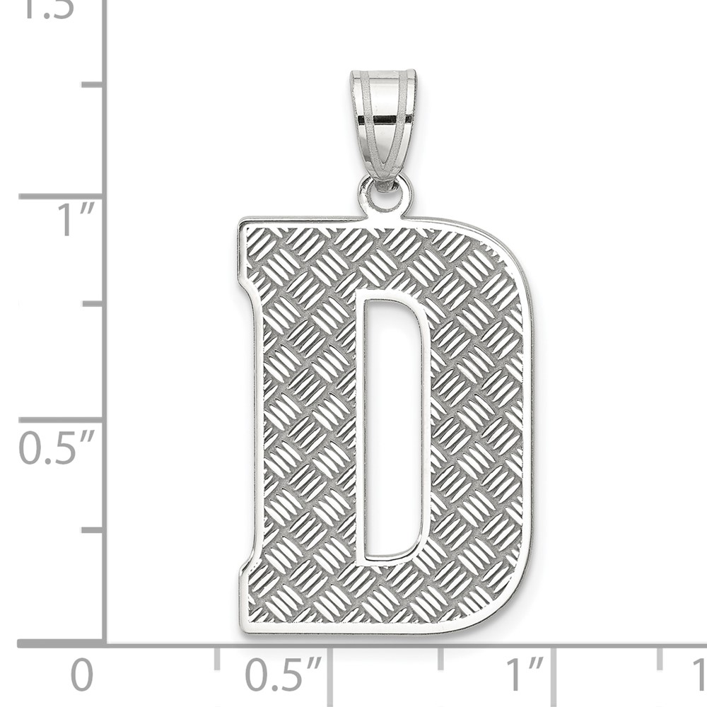 Sterling Silver Rhodium-plated Letter D Initial Pendant (QC2766D)