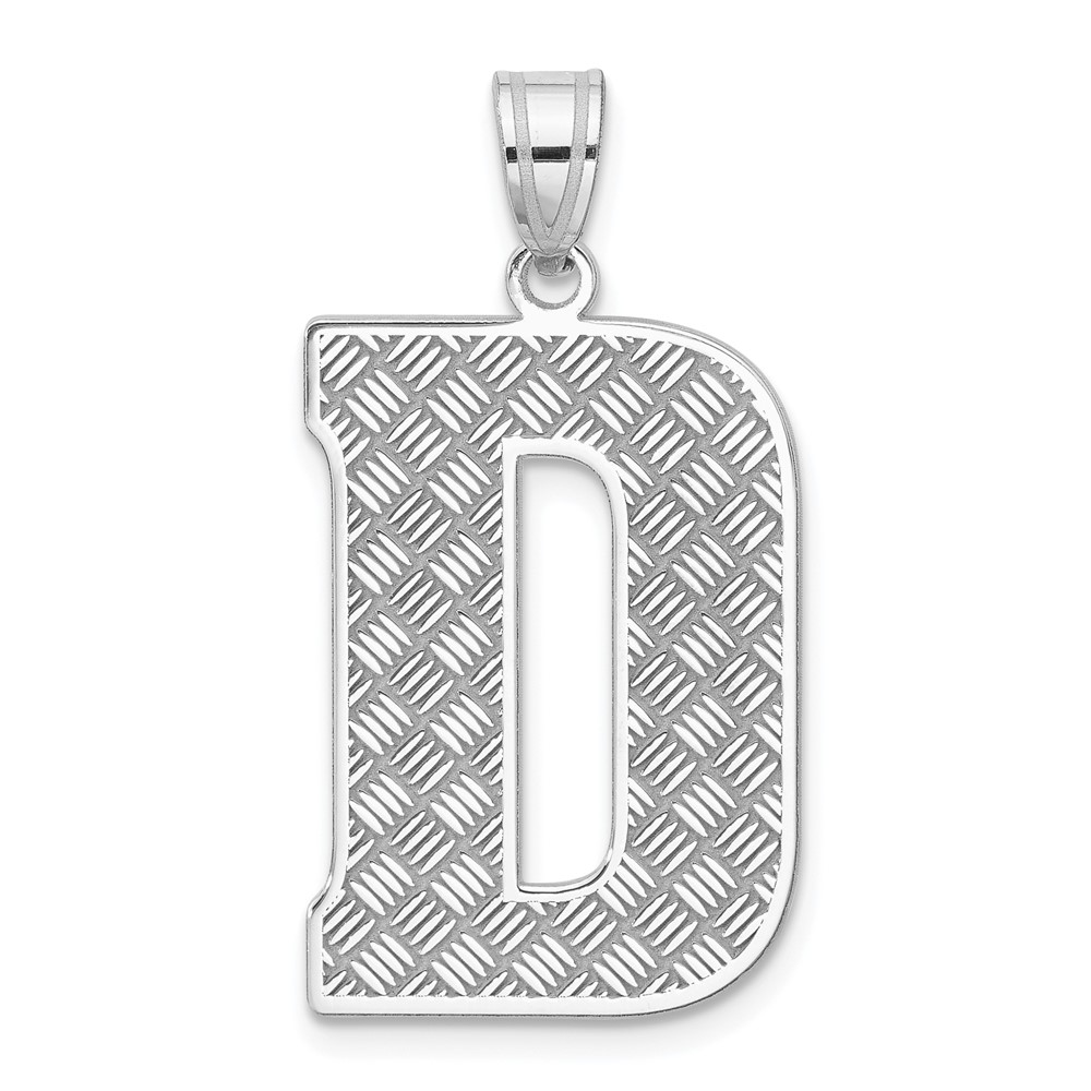 Sterling Silver Rhodium-plated Letter D Initial Pendant (QC2766D)