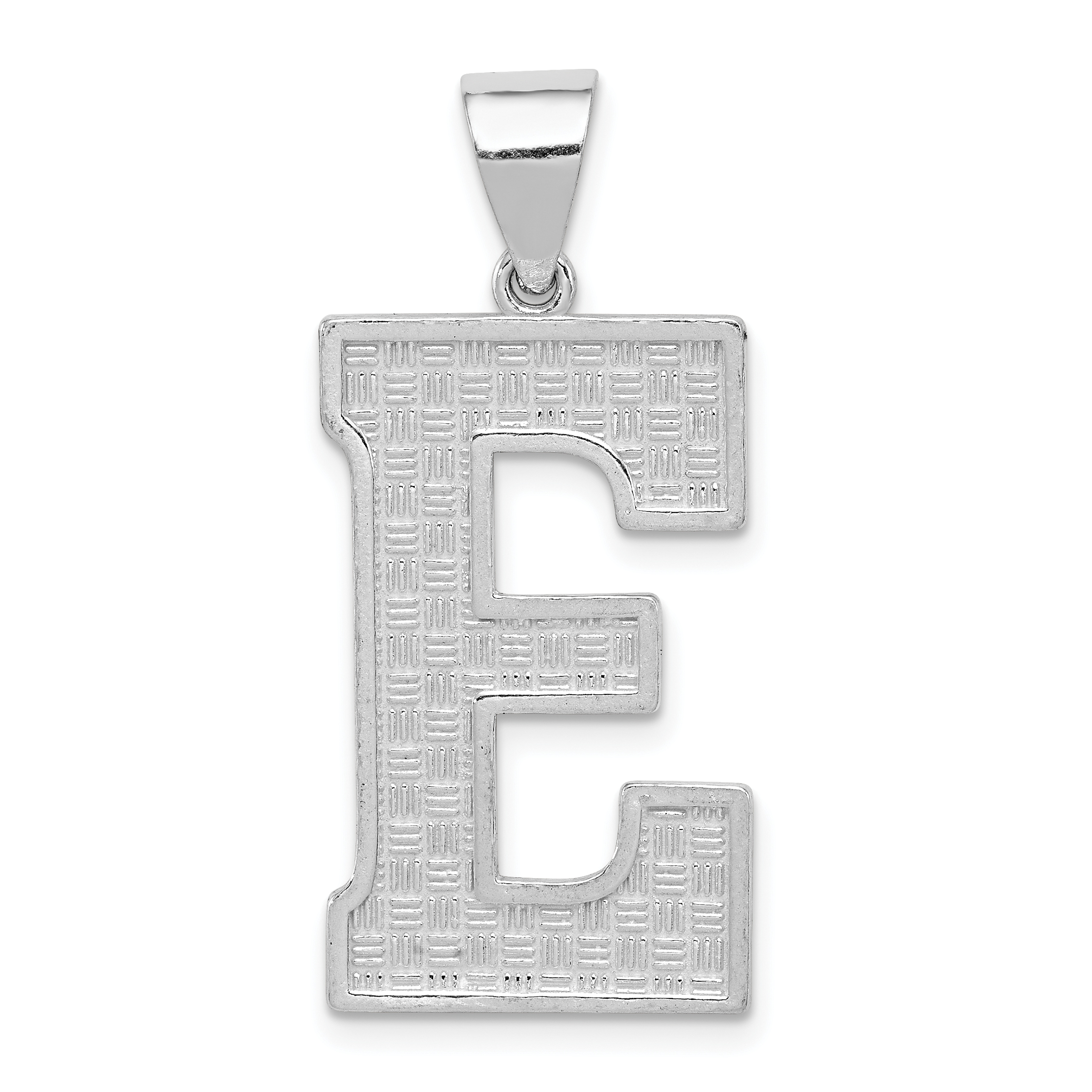 Sterling Silver Rhodium-plated Letter E Initial Pendant (QC2766E)