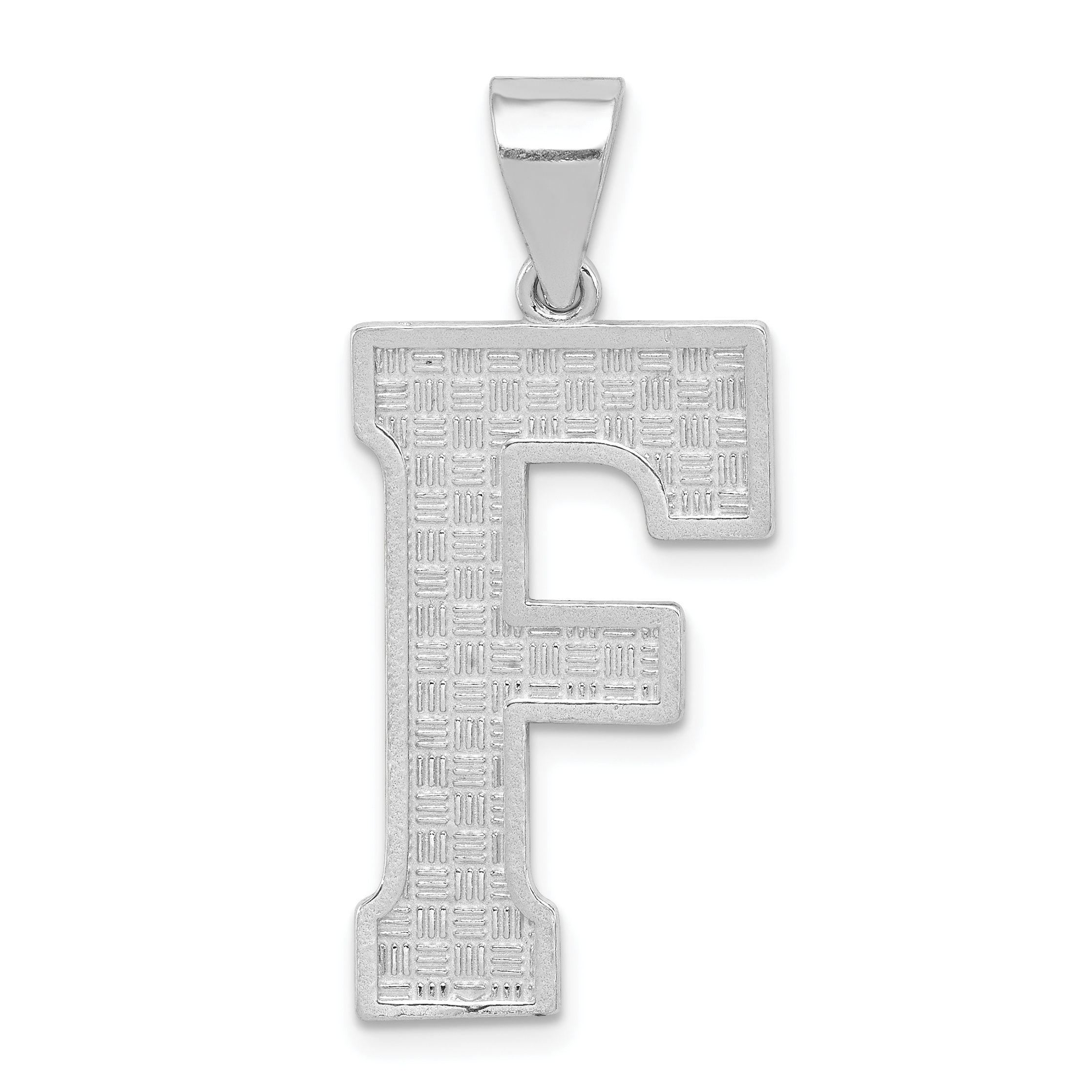 Sterling Silver Rhodium-plated Letter F Initial Pendant (QC2766F)