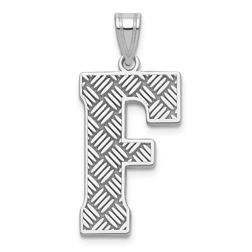 Sterling Silver Rhodium-plated Letter F Initial Pendant