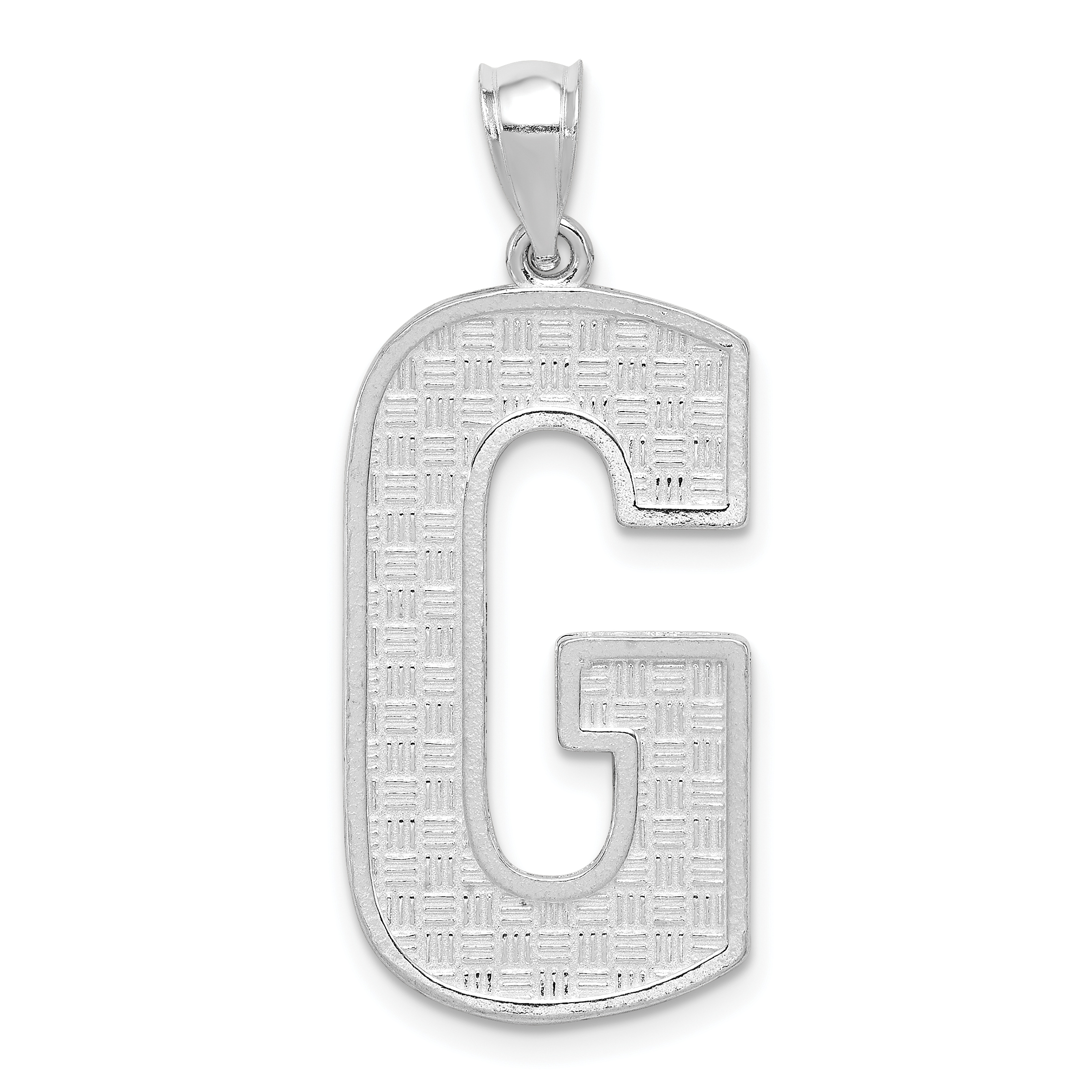 Sterling Silver Rhodium-plated Letter G Initial Pendant (QC2766G)
