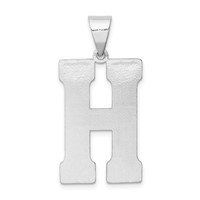 Sterling Silver Rhodium-plated Letter H Initial Pendant view 3