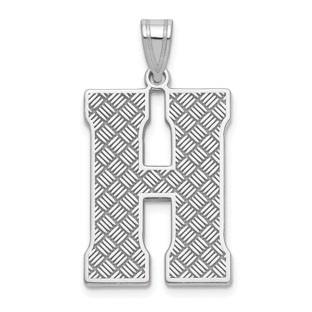 Sterling Silver Rhodium-plated Letter H Initial Pendant