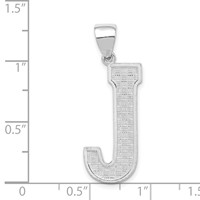 Sterling Silver Rhodium-plated Letter J Initial Pendant view 4